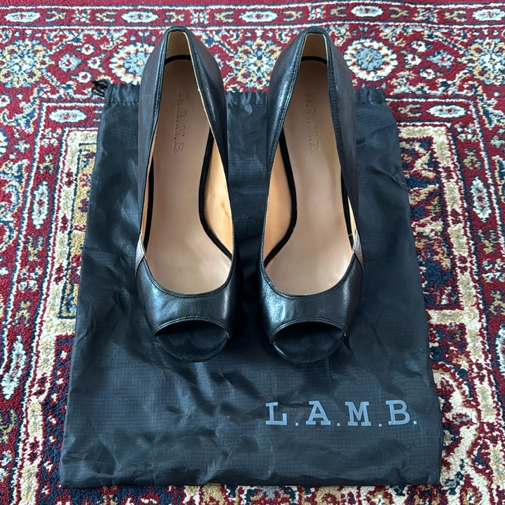 Gwen Stefani L.A.M.B. Stacked Platform heels 8.5 8 /12 M Black leather